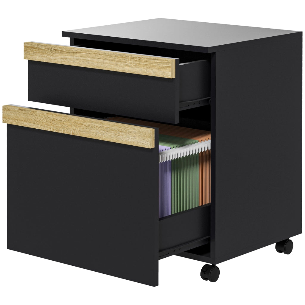 Scrivania con cassetti e ruote ¨C Minimal ¨C Nero 48x40x59,5 cm