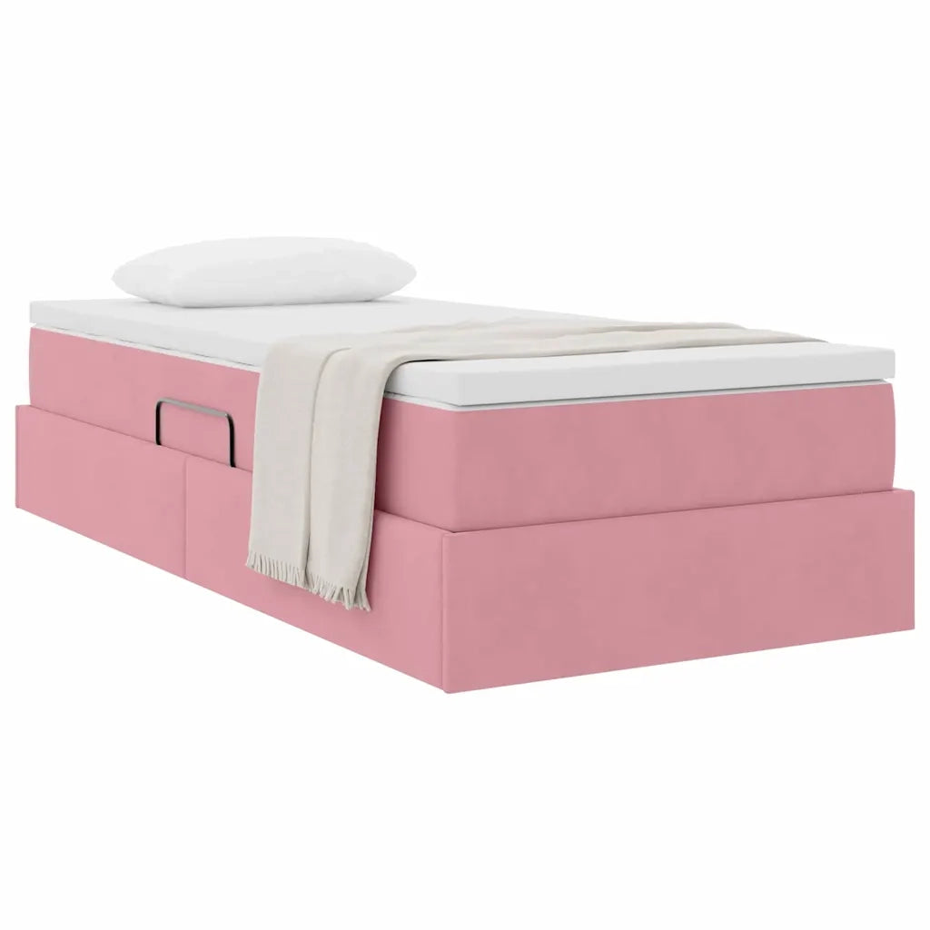 Letto con contenitore e materasso Rosa 90 x 200 cm Velluto 3370280