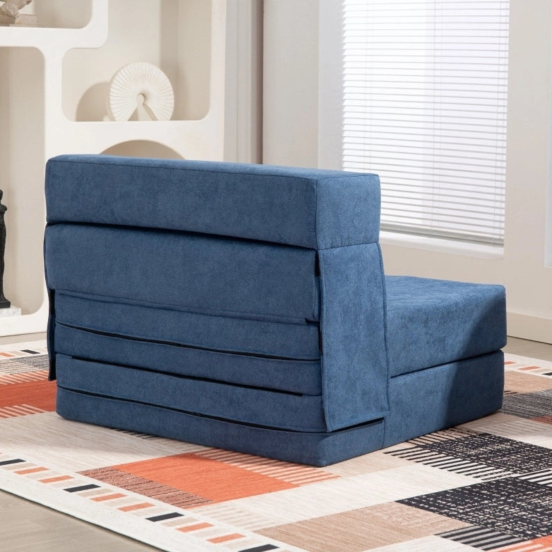 Poltrona letto pieghevole 3 in 1 blu scuro con cuscino