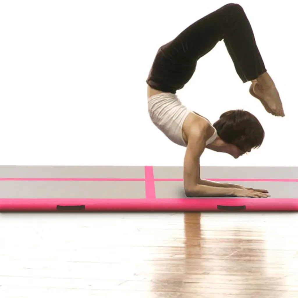 Tappetino Ginnastica Gonfiabile con Pompa 400x100x10cm PVC Rosa CFW5246077