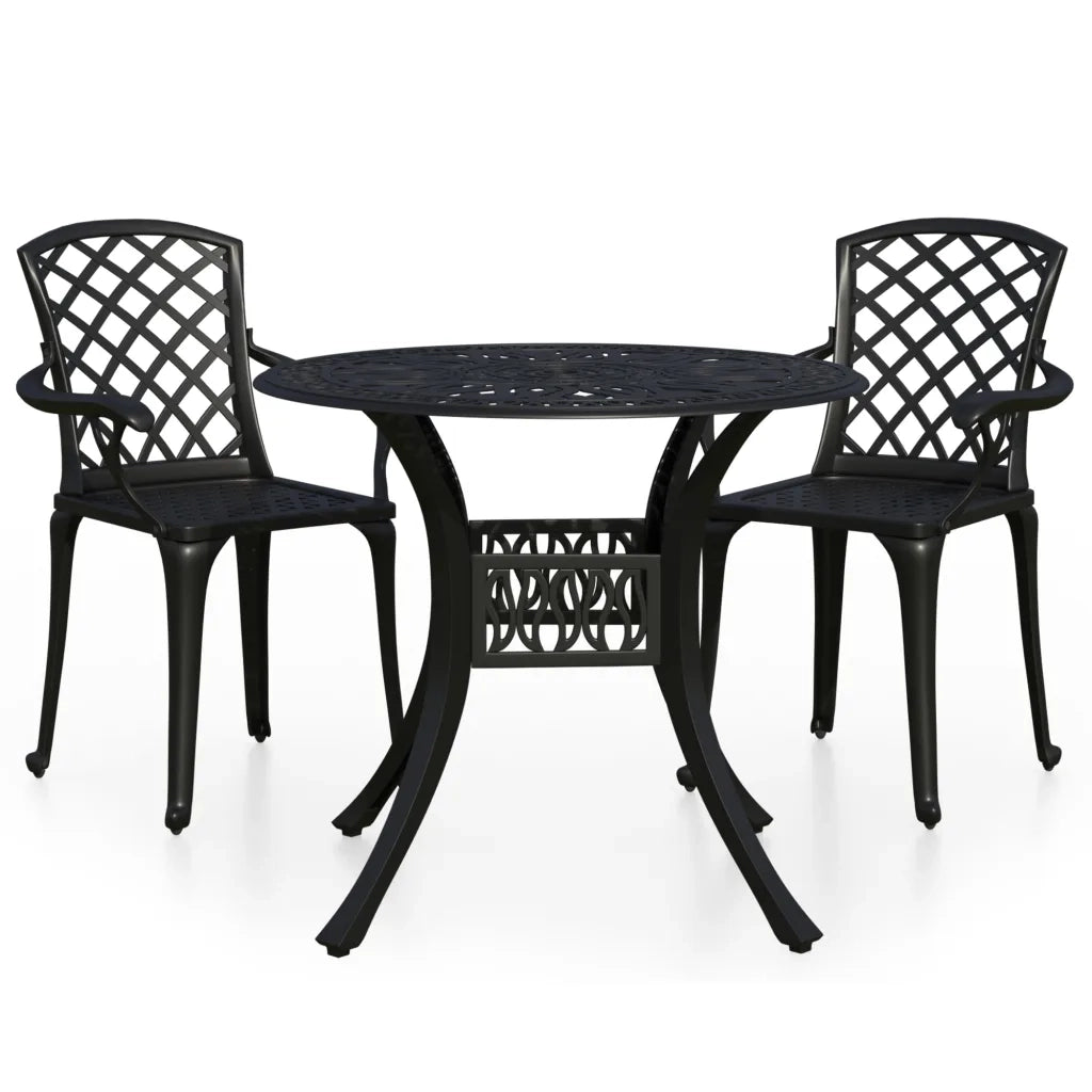 Set da Bistrot 3 pz in Alluminio Pressofuso Nero 3070584