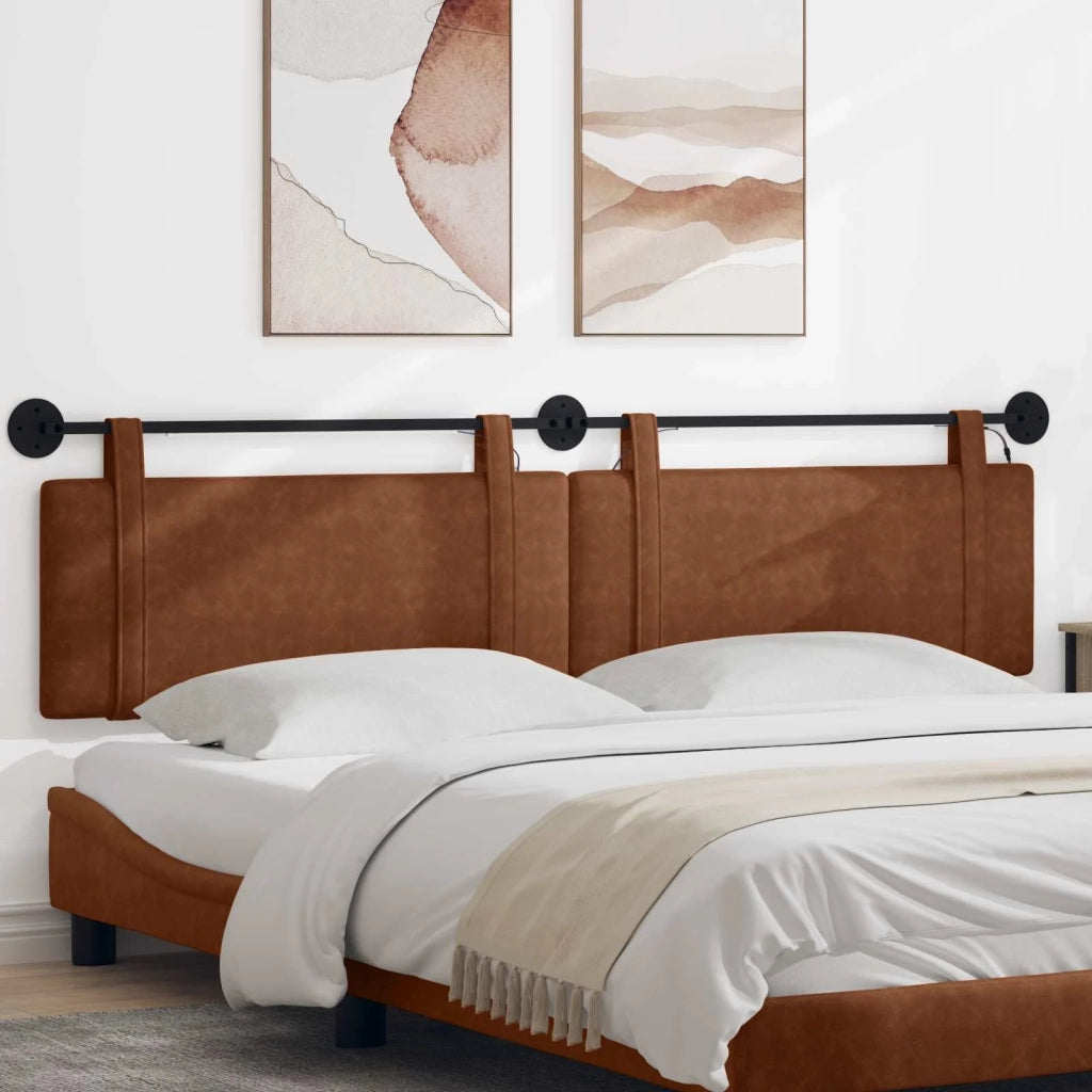 Testiera | Testata sospesa Con luce LED Marrone PU Antico