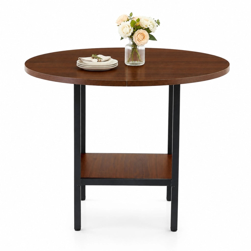 Tavolo da pranzo 4 posti con vano contenitore per cucina in MDF 100×100×77 cm noce