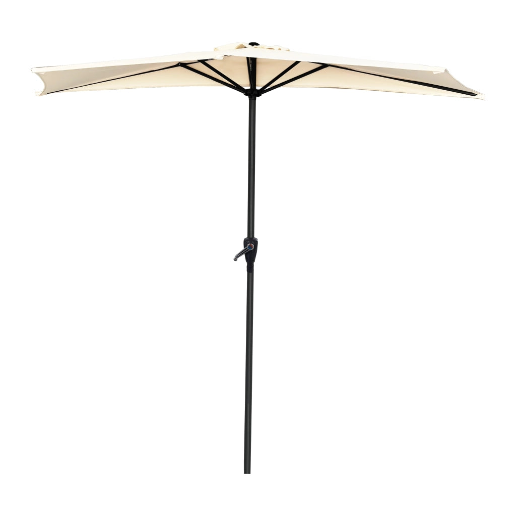 Ombrellone da giardino mezzaluna Soleo (270cm), acciaio e poliestere, palo diam. 38 mm, apertura antivento con manovella, senza base