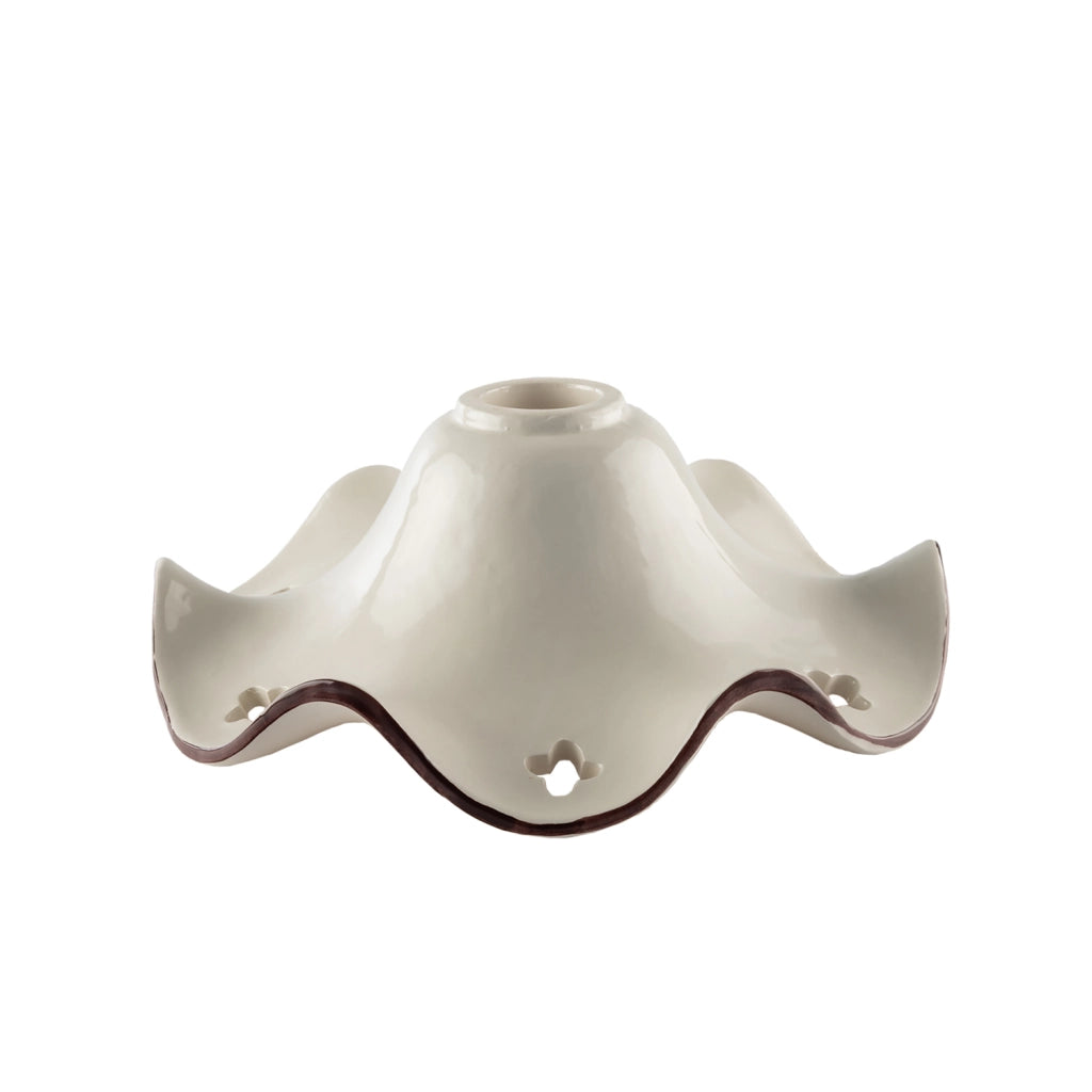 Diffusore In Ceramica Decorata A Mano Bianco E Marrone