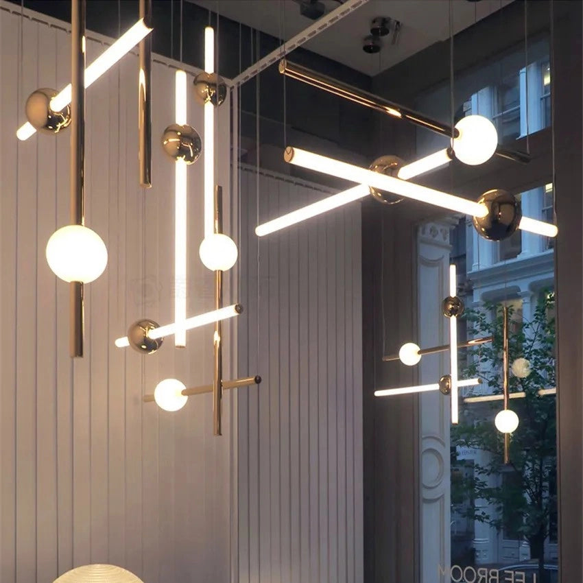 Lampada Da Soffitto Pensile Lungo Led Bianco Oro App475-cp