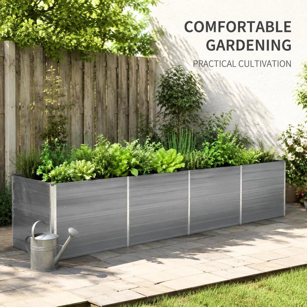 Garden Raised Bed Galvanized Steel 400x80x77 Cm Gray