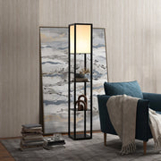 LAMPADA DA TERRA con ripiani 26x26x160 cm MDF nera