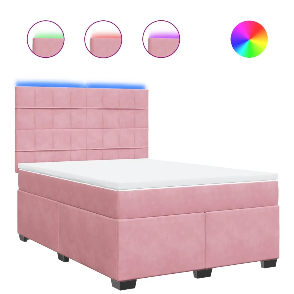 Giroletto a Molle con Materasso Rosa 140x190 cm in Velluto