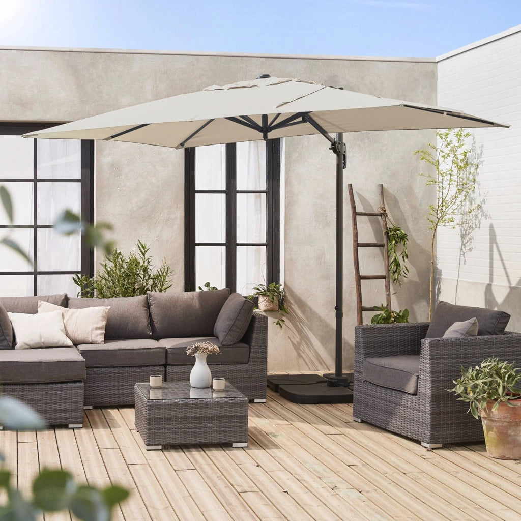Ombrellone rettangolare eccentrico, 3x2m, beige