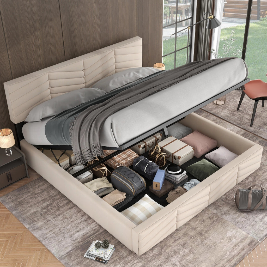 letto imbottito velluto beige 180 x 200 cm