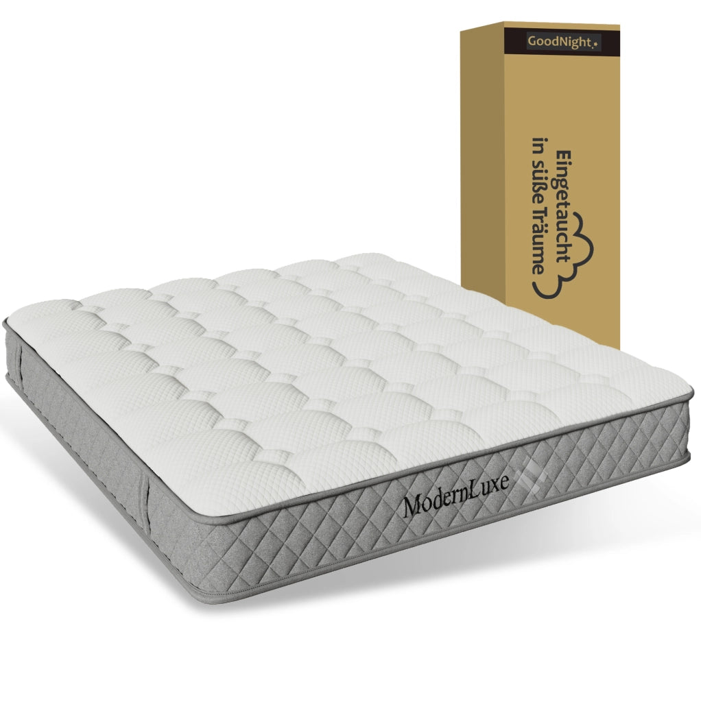 Letto imbottito 140x200 con LED, contenitore idraulico e materasso incluso