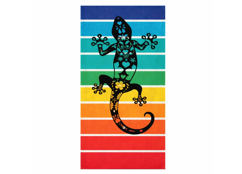 Telo Mare Jacquard Spugna Asciugamano Spiaggia Disegno Gecko - Telo Mare - Multicolor D1