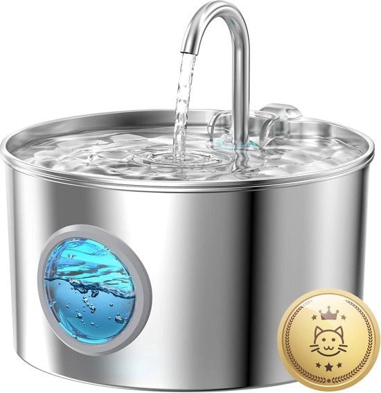 Fonte per acqua per gatti in acciaio inossidabile - 22 l di capacità con dispenser automatico e set di filtri