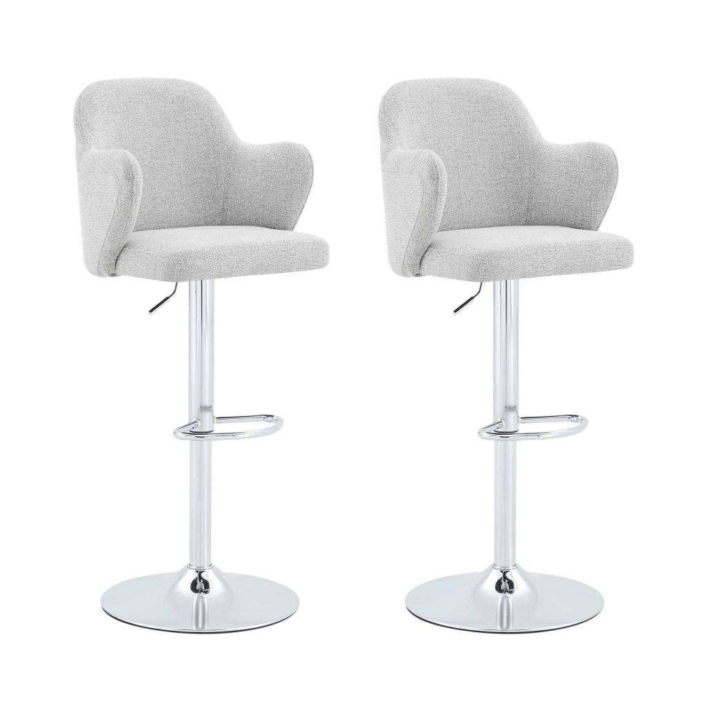 Set 2 sgabelli da bar regolabili girevoli in tessuto grigio chiaro HOMVRA