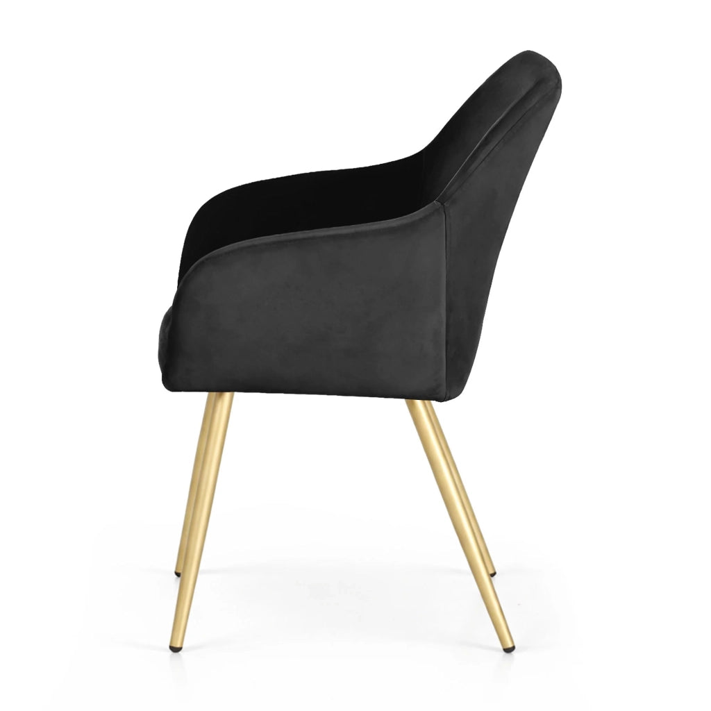 Set di 2 Sedie in velluto liscio ESTELLE Nero gambe oro