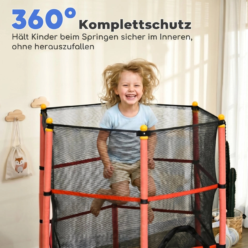 Trampolino per bambini ?163 cm con rete di sicurezza ¨C Xylo ¨C acciaio e plastica rosso per esterno