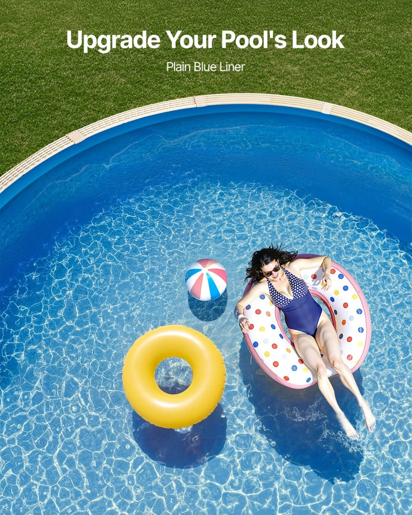 Rivestimento per Piscina Rotonda Fuori Terra in Vinile, Protezione Pareti 47 Pollici Stile Unibead, Diametro 11,5 Piedi, per Giardino