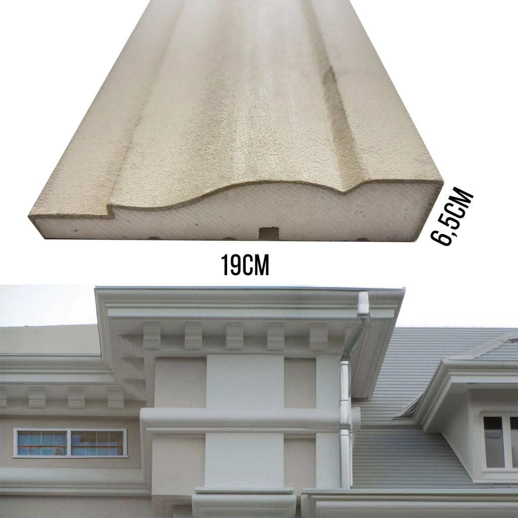 ml *** STOCK ***. Pacco da 14ml di cornice decorativa in XPS Resinata per esterno 19X6,5X200cm  PD136