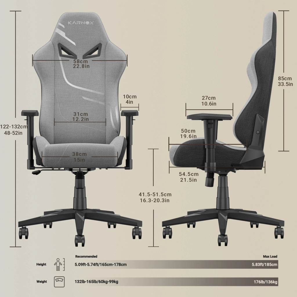 Sedia Gaming Ergonomica ¨C Xylo ¨C Tessuto, Schienale Alto, Grigio