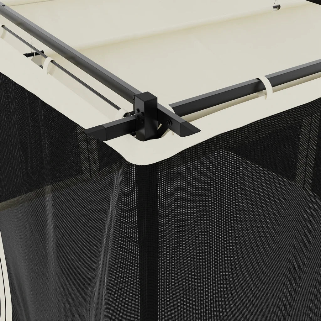 Gazebo | Pergolato con Pareti in Rete Crema 3x3 m in Acciaio