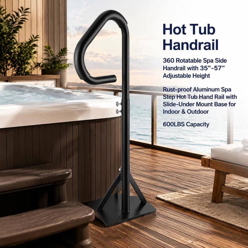 Whirlpool Handrail, 88.9–144.8 Cm Height Adjustable, Spa Railing, Whirlpool Aluminum Alloy, Rustproof, Corrosion-resistant, Pool Handrail, 272 Kg Load Capacity, Grab Handle, Entry Aid
