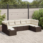 Set Divano da Giardino 7 pcs Marrone e Crema Poly Rattan 3355877
