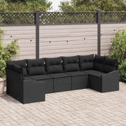 Set di divani con cuscino 7 pcs Nero polyrattan 3346873
