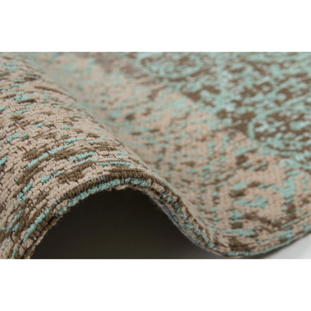 Tappeto Jacquard 150 Turchese in Cotone a Patchwork