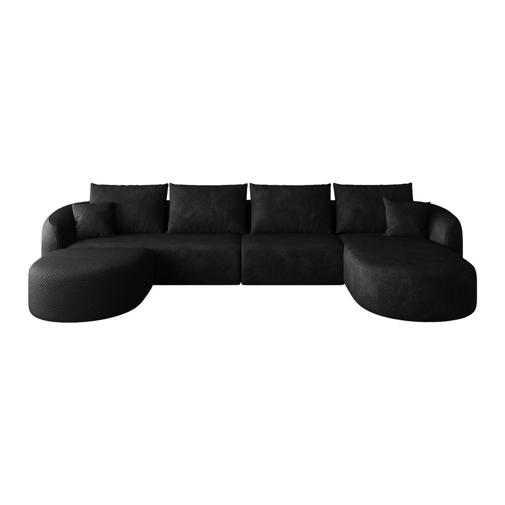 Divano angolare U modulare ¨C Minimal ¨C nero tessuto imbottito 336cm