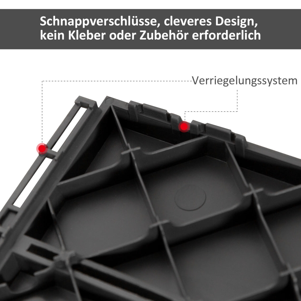 Piastrelle a Incastro per Terrazza e Balcone 30 x 30 cm Set da 9 Pezzi 0,81 m² Pavimentazione da Esterno con Drenaggio in Plastica Nero