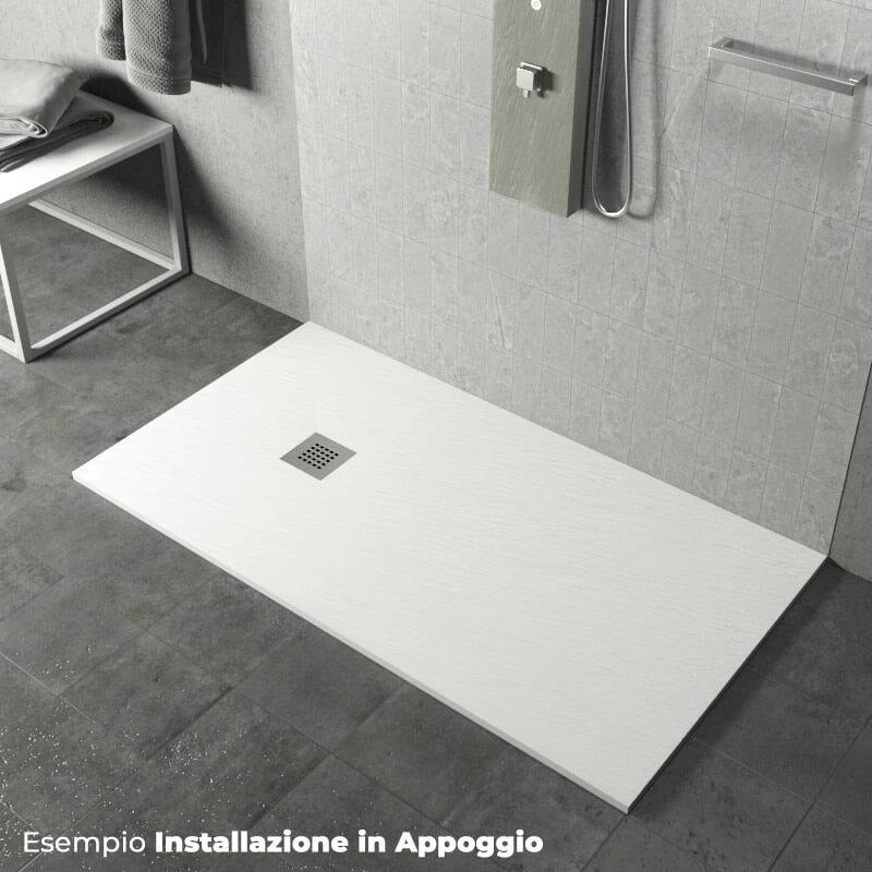 Piatto Doccia in Pietra 100x90 cm Pedrinelli Ardesia Stone Side Bianco