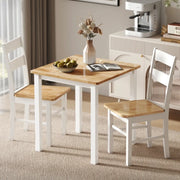 Set di 2 sedie da cucina in legno di caucciù, bianco e rovere