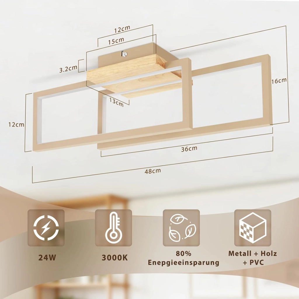 ZMH Plafoniera LED 24W plafoniera moderna per soggiorno bianco caldo 3000K adatta per camere da letto cucine e corridoi