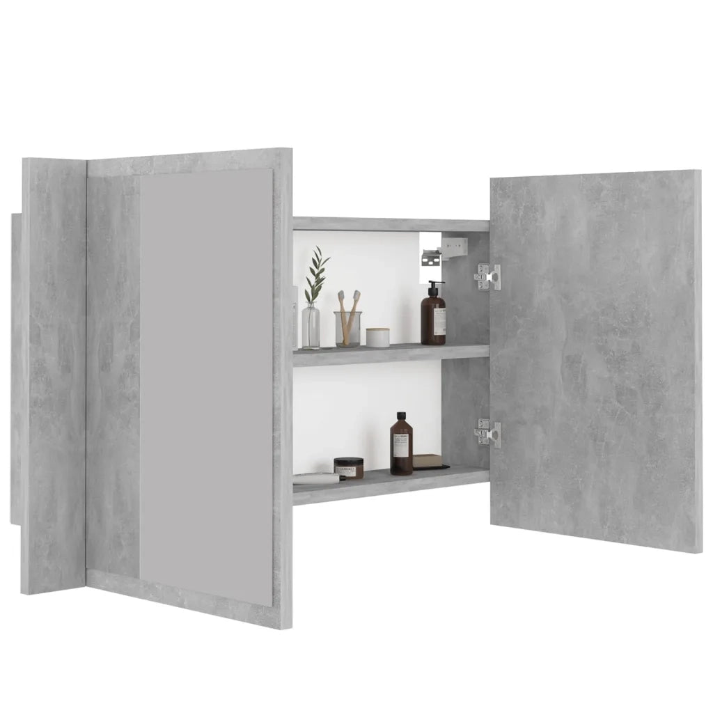 Armadietto a Specchio con Luci LED-Mobiletto a specchio Grigio Cemento in Acrilico 533979