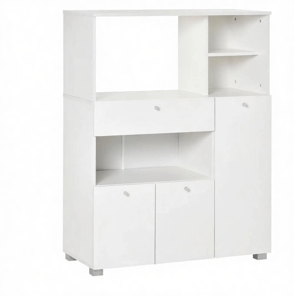 CREDENZA da Cucina per Microonde 90x40x120 cm Bianca con Cassetto