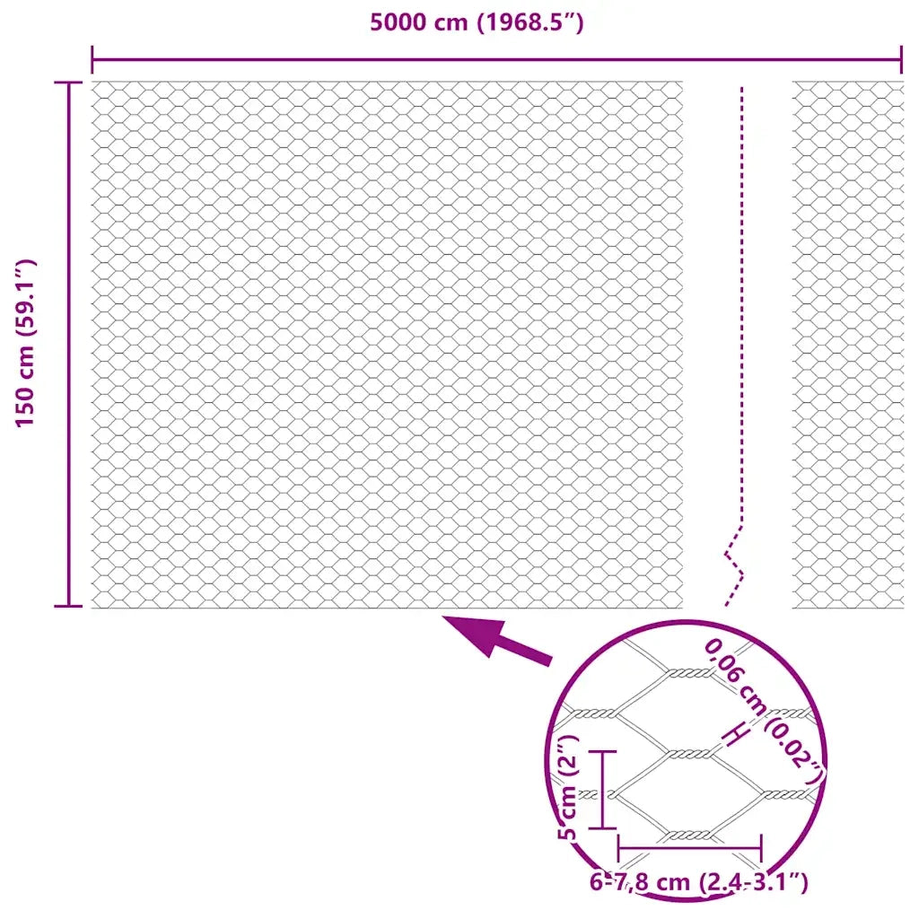 Recinzione Esagonale Argento 1,5 x 50 m Acciaio zincato 42005732