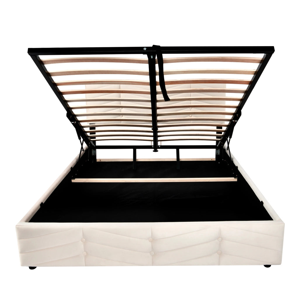 letto imbottito velluto beige 140 x 200 cm