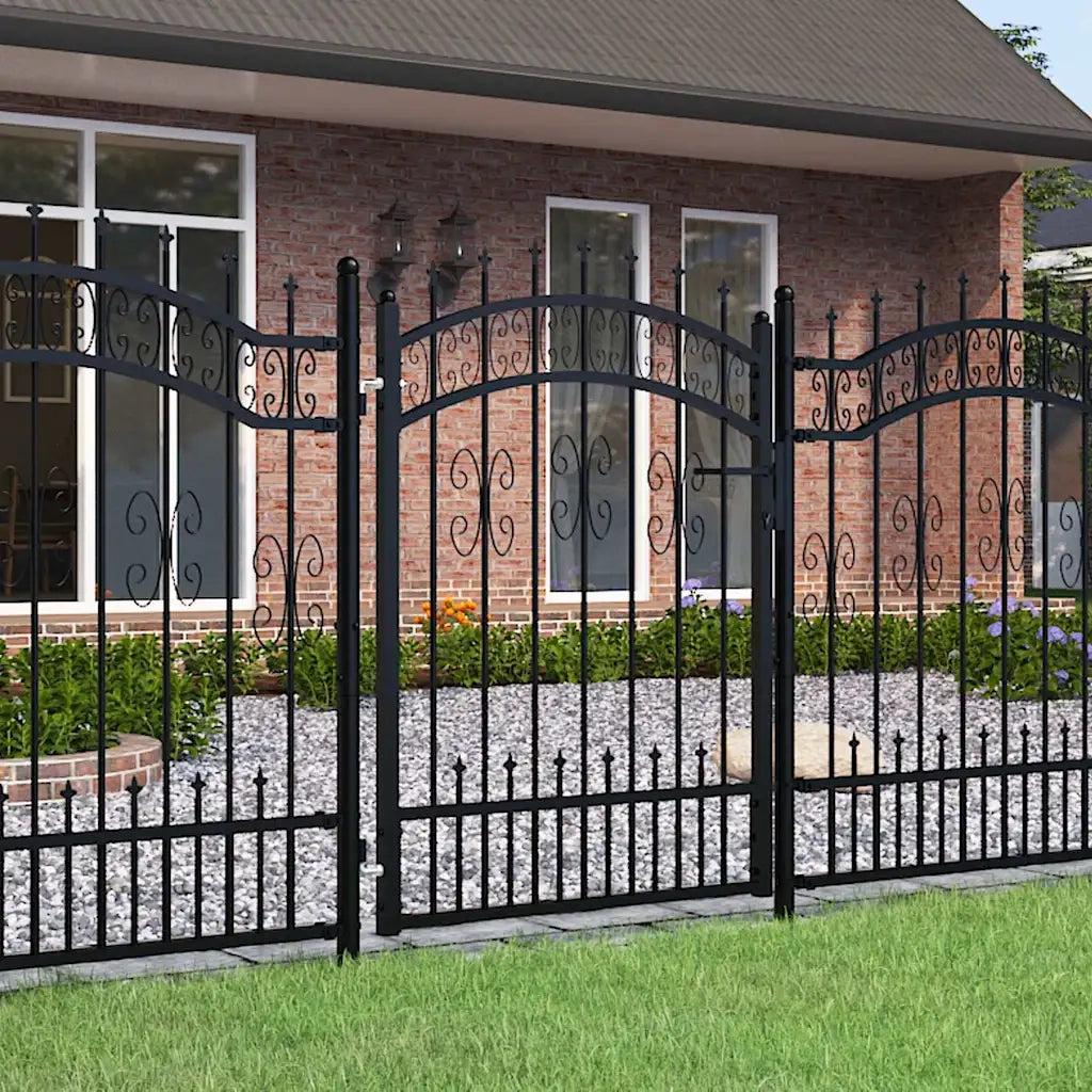 Cancello per recinzione KAMPEN con punta a lancia Nero 103x125 cm in acciaio 151091