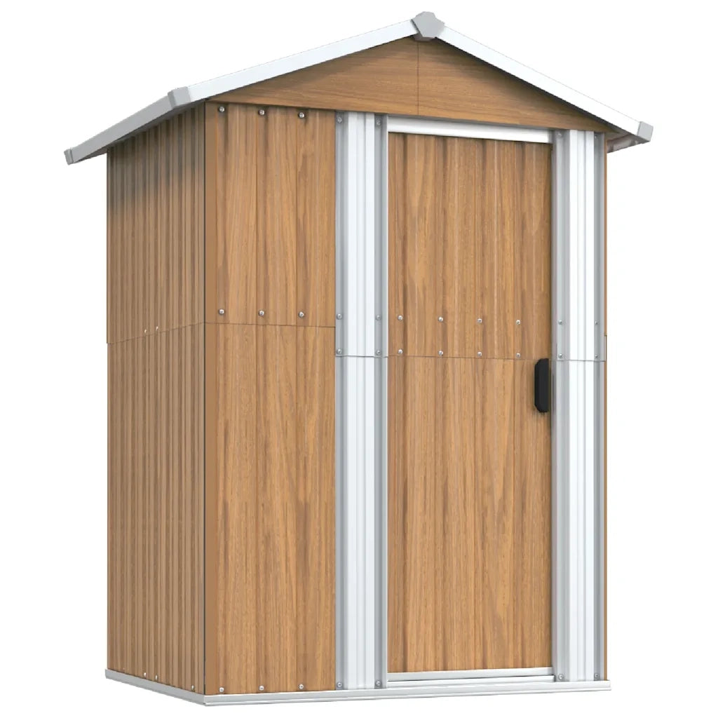 Casetta da giardino marrone 126x97,5x177 cm in acciaio zincato 316236