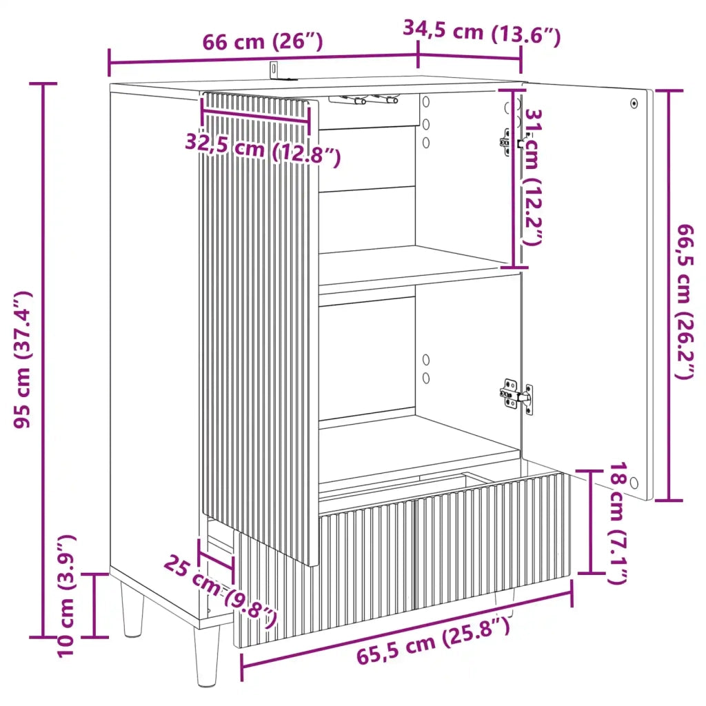 Credenza | Madia | Buffet da pranzo | Armadio da pranzo Rovere Fumo 66 x 34,5 x 95 cm Legno ingegnerizzato