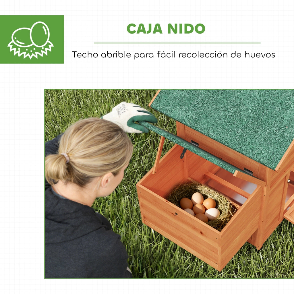 Pollaio da Giardino in Legno con Nido e Tetto Impermeabile ¨C Xylo ¨C 113,5x67,5x95,5 cm