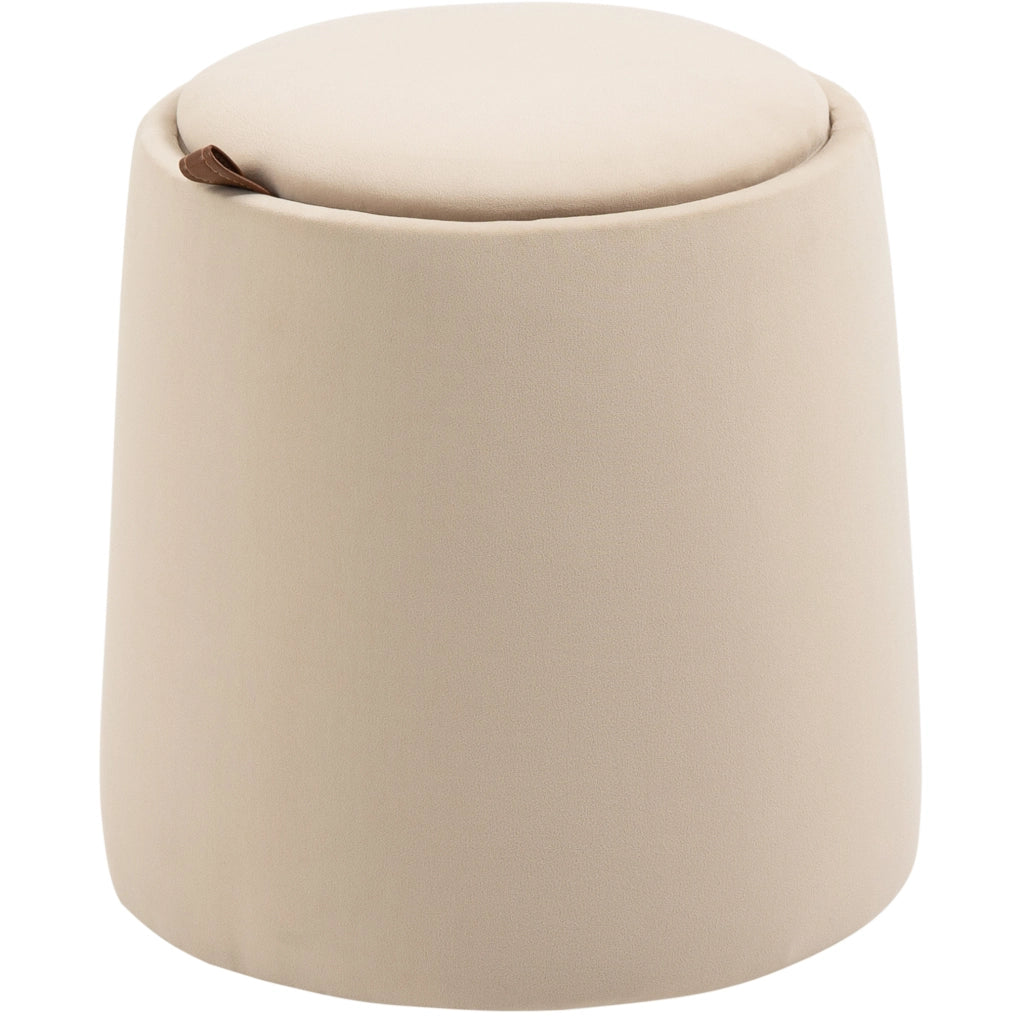 Pouf contenitore rotondo beige con coperchio reversibile Ø44 cm