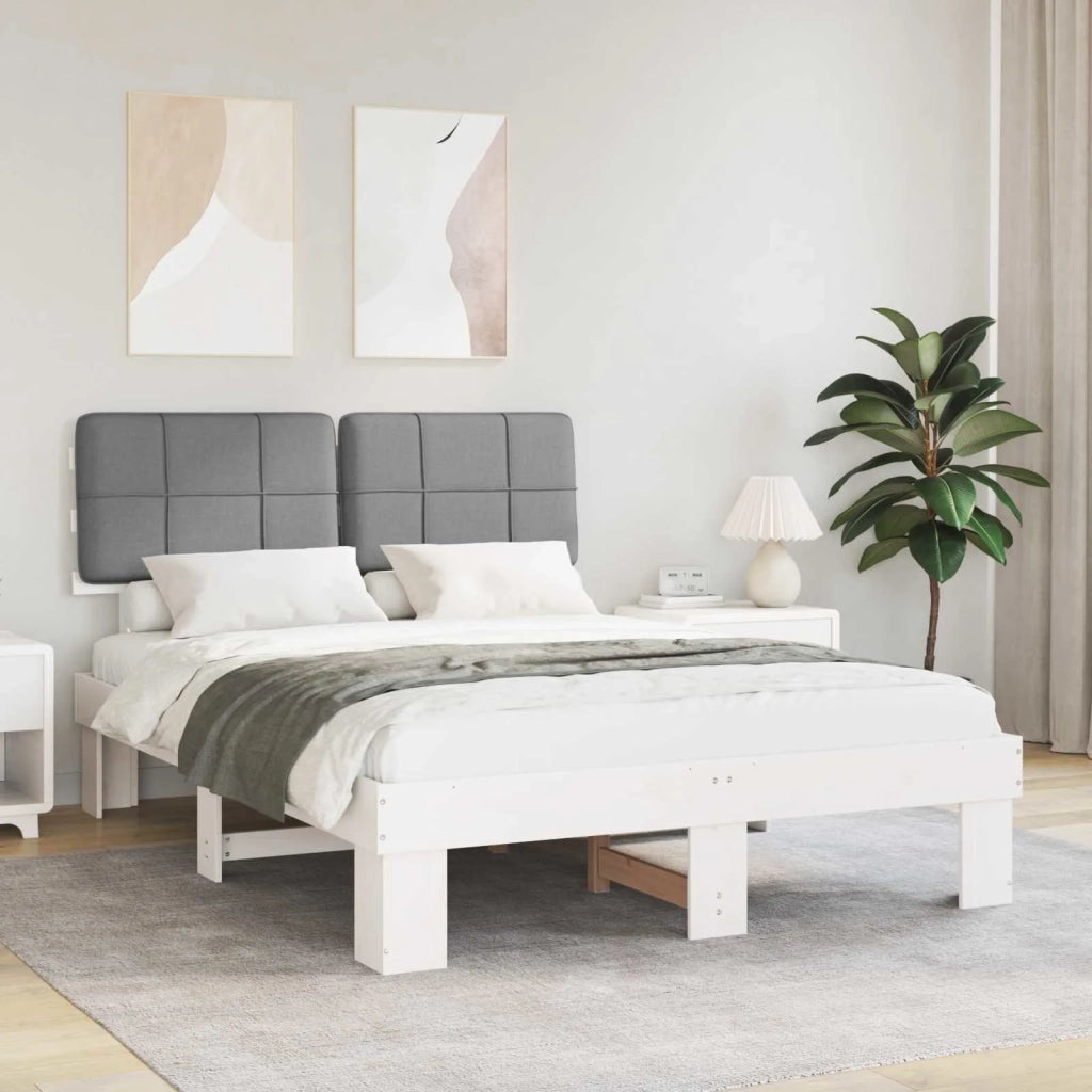 Letto con Testiera Rivestita Grigio chiaro 140 x 200 cm 877418