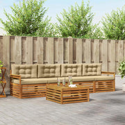 Set di divani da esterno con cuscino 5 pcs Naturale e Beige 3372968