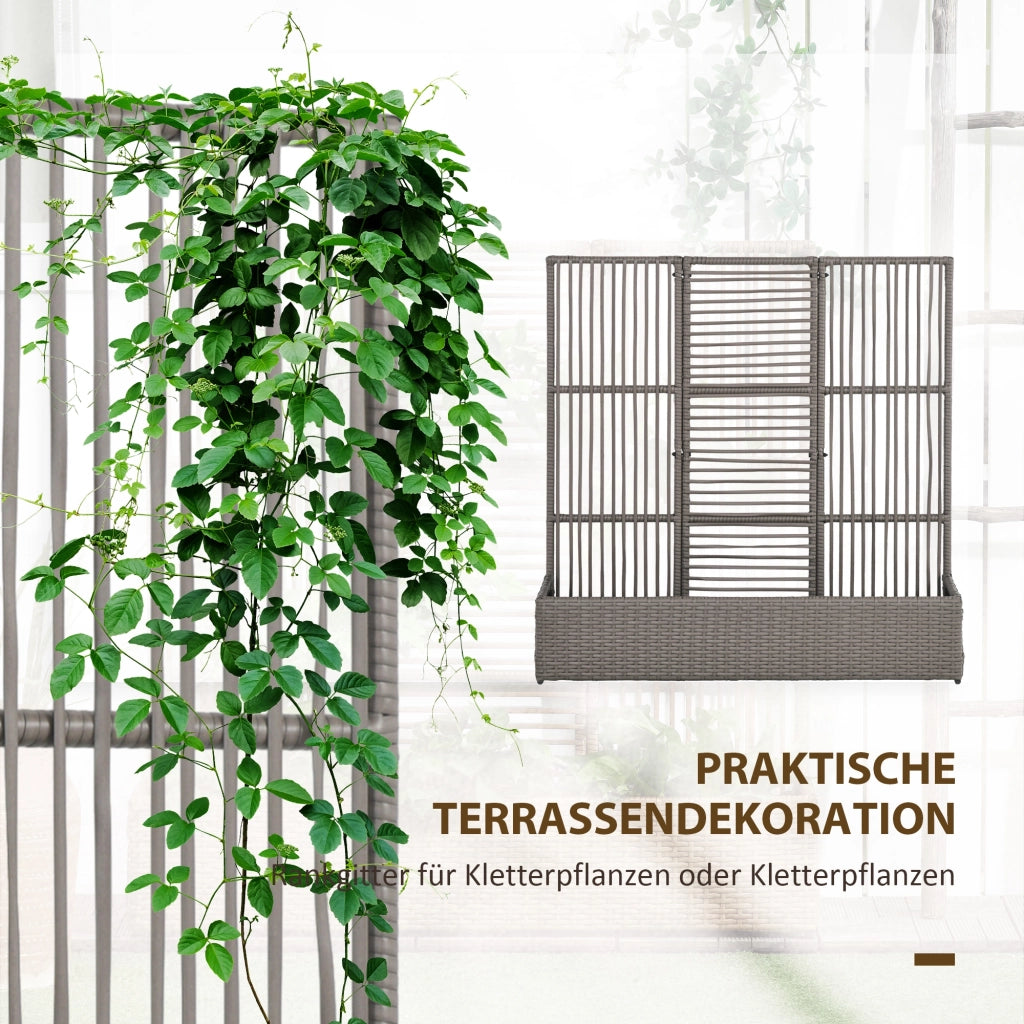 Fioriera con Spaliera ¨C Xylo ¨C Polyrattan Grigio 103x29x103 cm