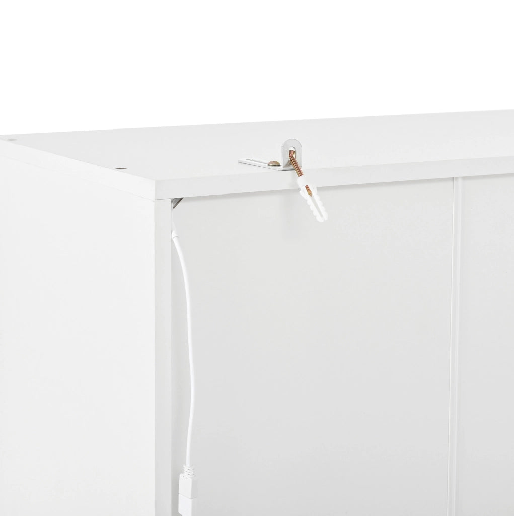 Guardaroba da ingresso 100x35x180 cm con specchio; panca e LED bianco HOMVRA