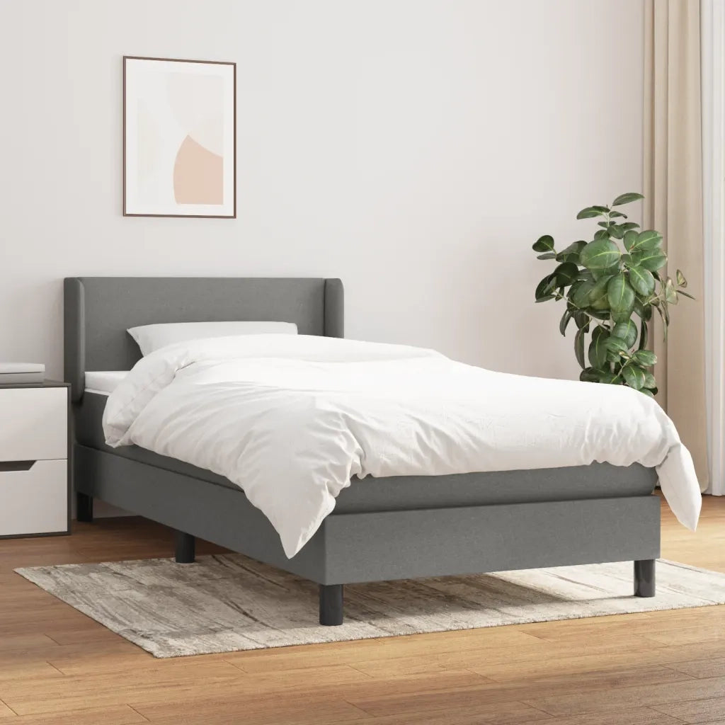 Giroletto a Molle con Materasso-Struttura Letto Grigio Scuro 90x190 cm Tessuto 643659