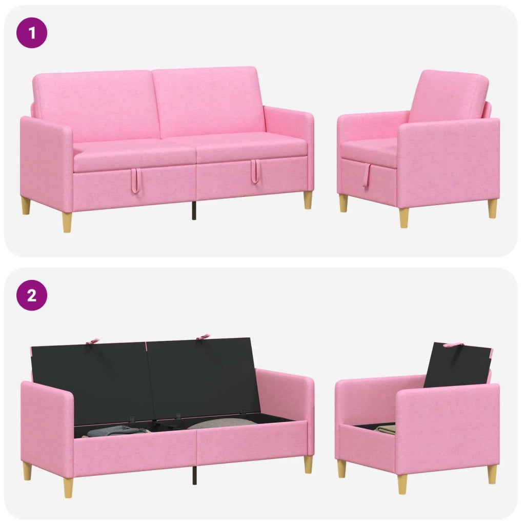 Set di Divani con Storage 2 pz Rosa Poliestere 3429216