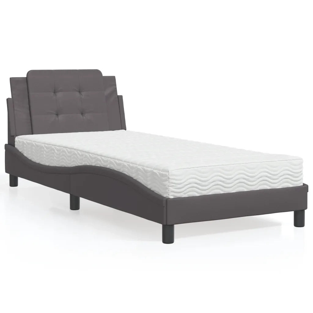 Letto singolo | Letto per adulti | Giroletto senza Materasso Zadar Grgio 80x200 cm in Similpelle